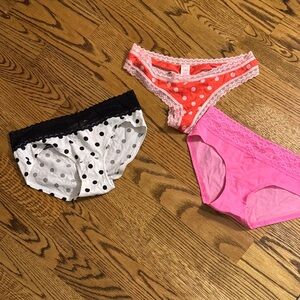 NWT Lot of 3 Victoria's Secret Underwear Set - Black, Orange-Red, Pink